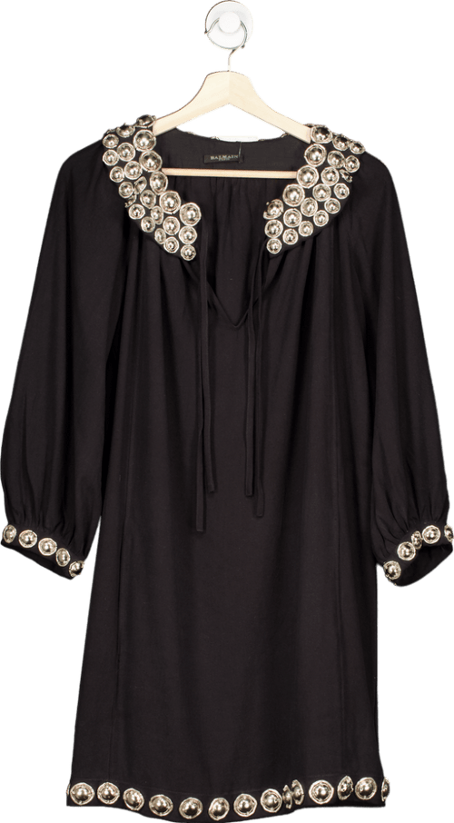 Balmain Black Embellished Silk Long Sleeve Dress UK 12 - Reliked