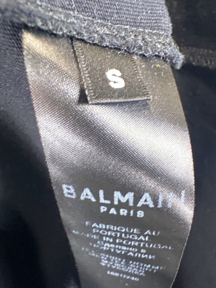 Balmain Black Embossed Logo Sleeve T-Shirt Size UK S - Reliked
