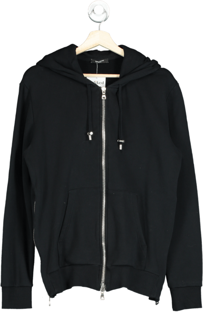 Balmain Men's Embossed Logo Back Zip - Through Hoodie UK S - Reliked