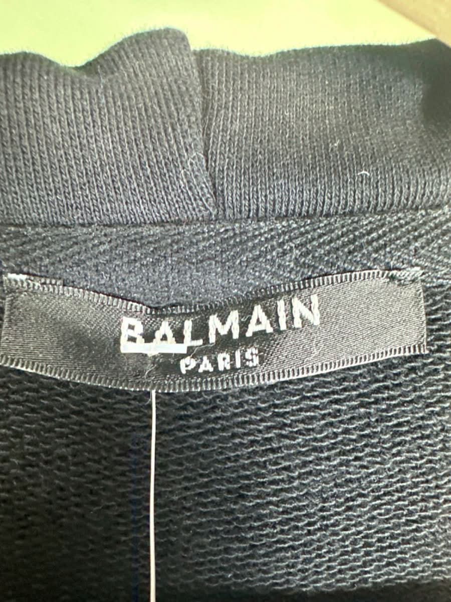 Balmain Men's Embossed Logo Back Zip - Through Hoodie UK S - Reliked