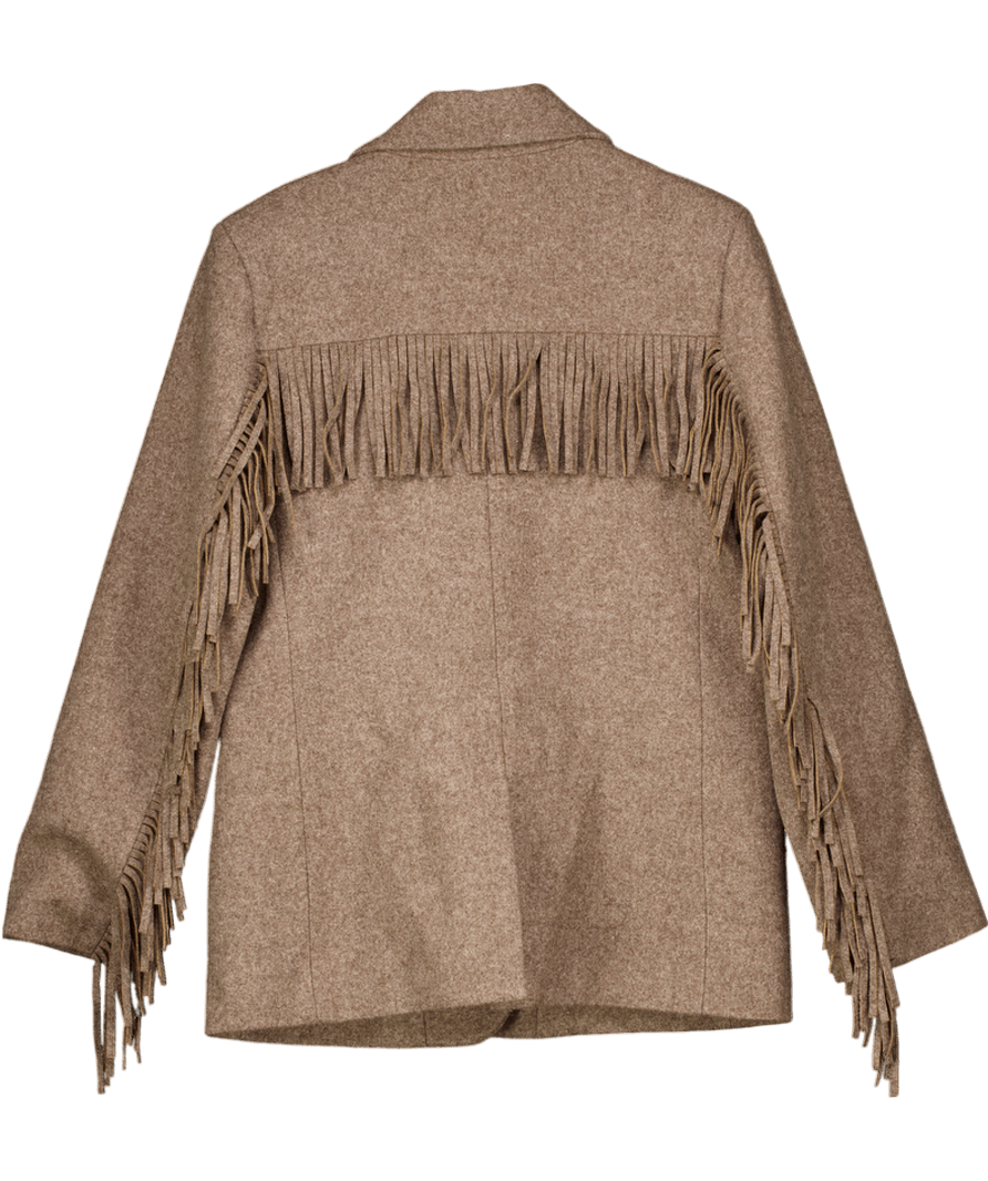 BALZAC Chestnut Brown Fringe Wool Blazer Fr36 UK 8 - Reliked