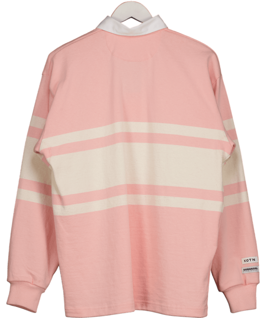Barbarian Pink Pink/ Cream Striped Rugby Shirt UK S - Reliked