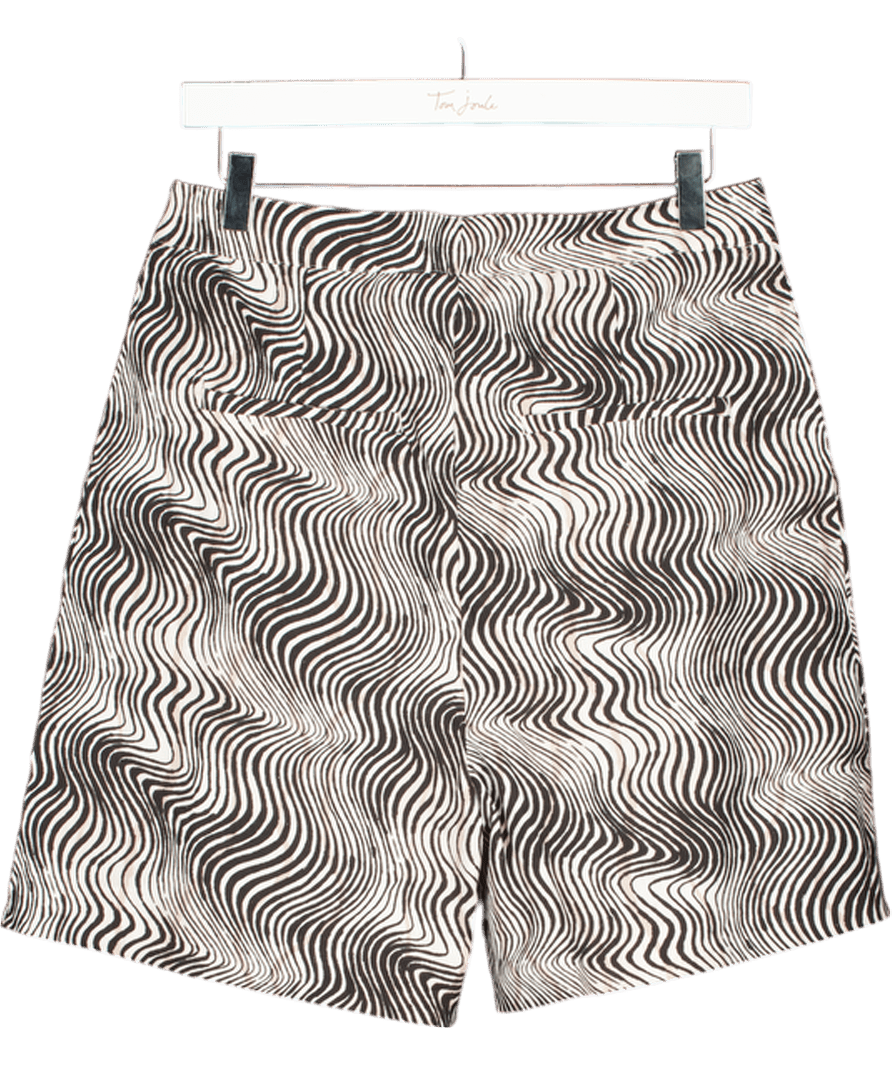 Barbour Black & White Linen Blend Romy Printed Shorts UK 10 - Reliked