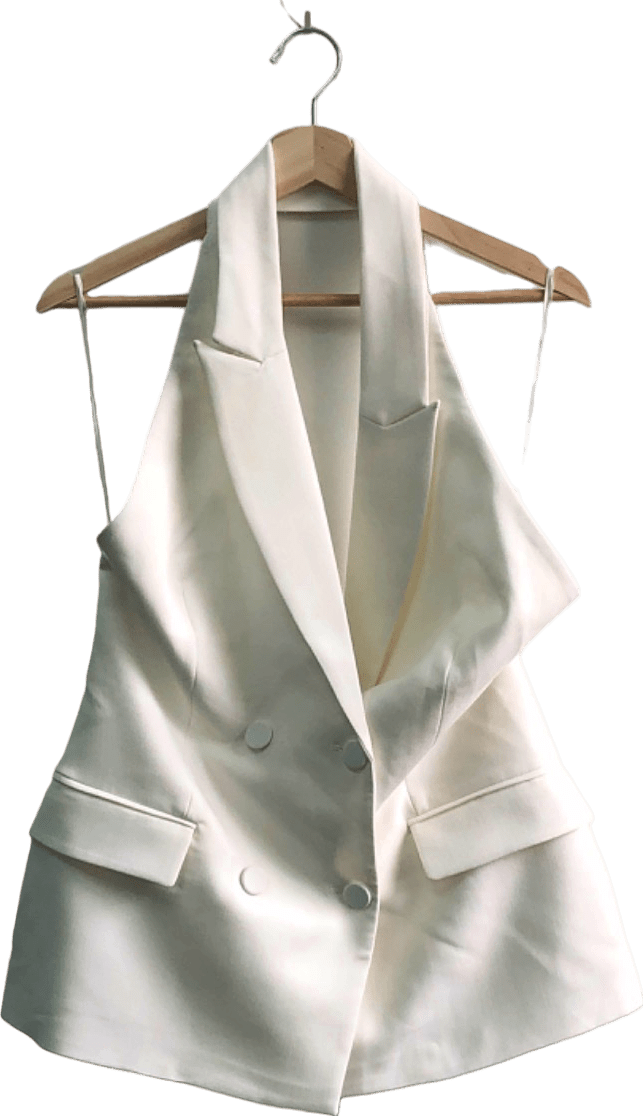 Bardot White Double Breasted Sleeveless Blazer Medium - Reliked