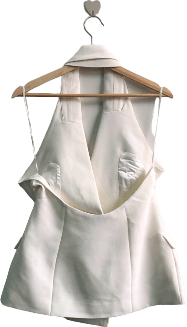 Bardot White Double Breasted Sleeveless Blazer Medium - Reliked