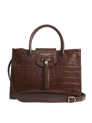 Fairfax & Favor Brown Croc Embossed Large Leather Windsor Bag