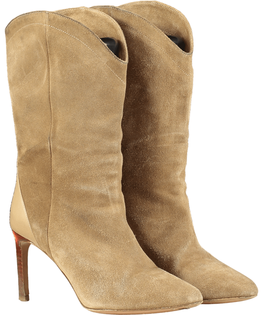 Ba&sh Beige Suede Heeled Boots UK 4 EU 37 👠 - Reliked