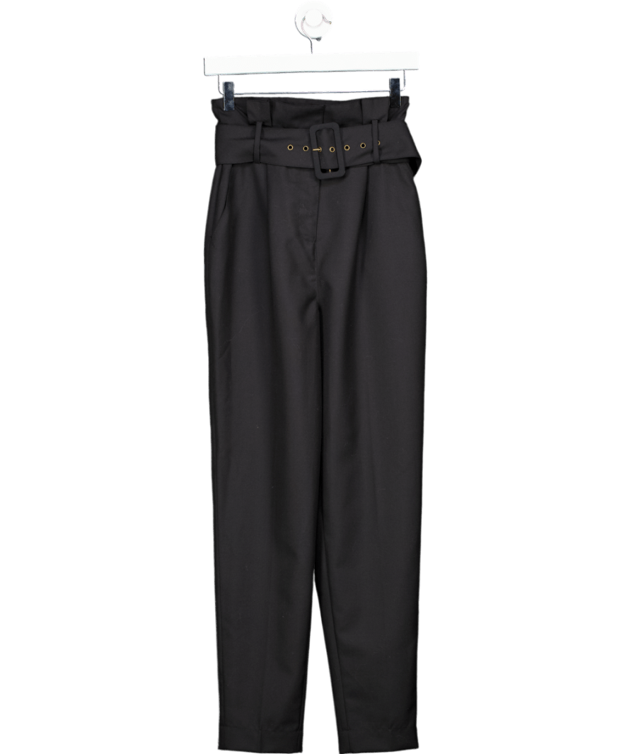 Ba&sh Black Costa Wool blend Belted Trousers Sz0 UK 6 - Reliked