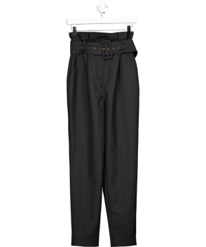 Ba&sh Black Costa Wool blend Belted Trousers Sz0 UK 6