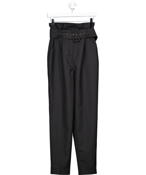 Ba&sh Black Costa Wool blend Belted Trousers Sz0 UK 6 - Reliked