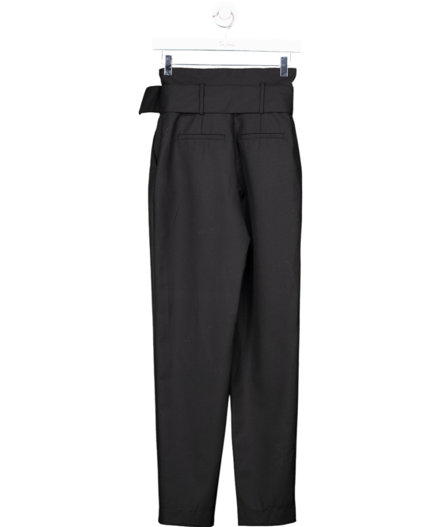 Ba&sh Black Costa Wool blend Belted Trousers Sz0 UK 6 - Reliked
