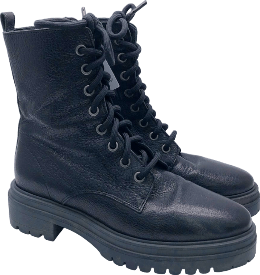 Ba&sh Black Leather Combat Boots UK 3.5 - EU 36 - Reliked