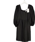 Ba&sh Black Palerme Linen Blend Gathered Slub Woven Mini Dress Sz2 UK 10 - Reliked