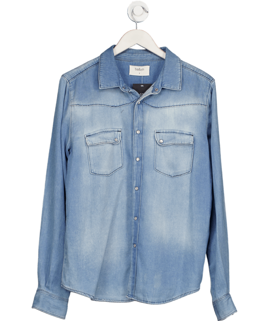 Ba&sh Blue Jersey Denim Shirt Sz2 UK 10 - Reliked
