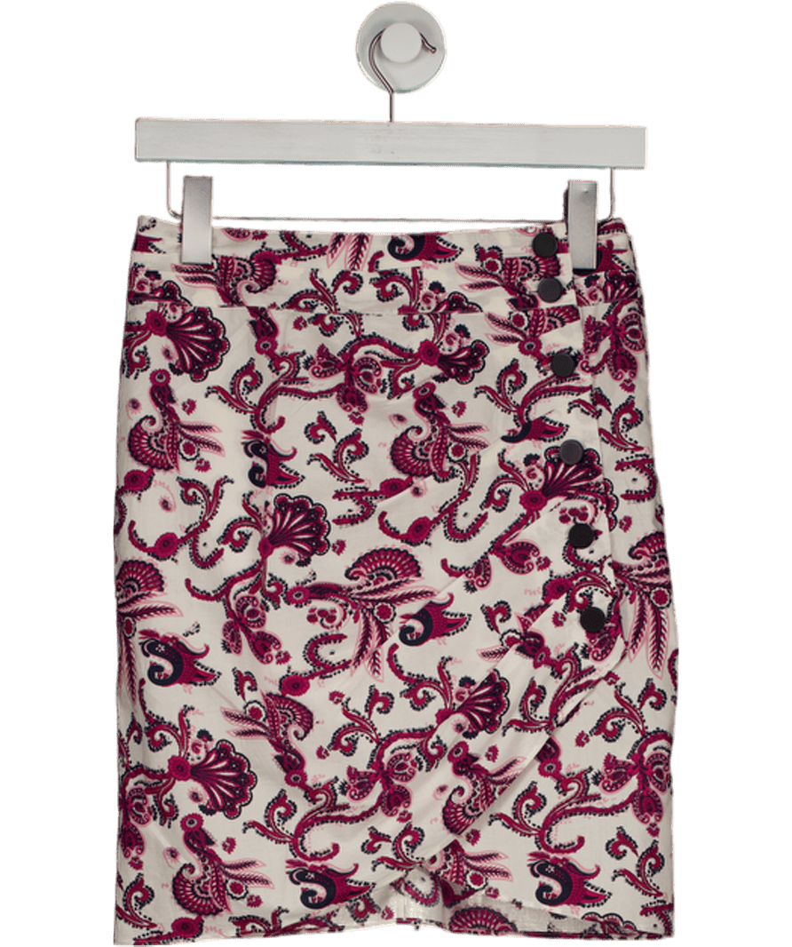 Ba&sh Cream / Red Lady Skirt Baroque Print Cotton Sz1 UK 8 - Reliked