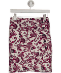 Ba&sh Cream / Red Lady Skirt Baroque Print Cotton Sz1 UK 8 - Reliked