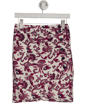 Ba&sh Cream / Red Lady Skirt Baroque Print Cotton Sz1 UK 8