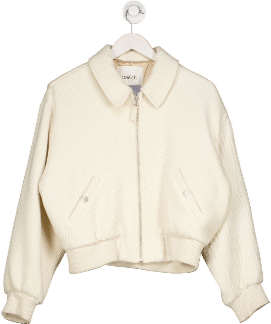 Ba&sh Cream Wool Twill Verlaine Bomber Jacket Sz2 UK 10 - Reliked