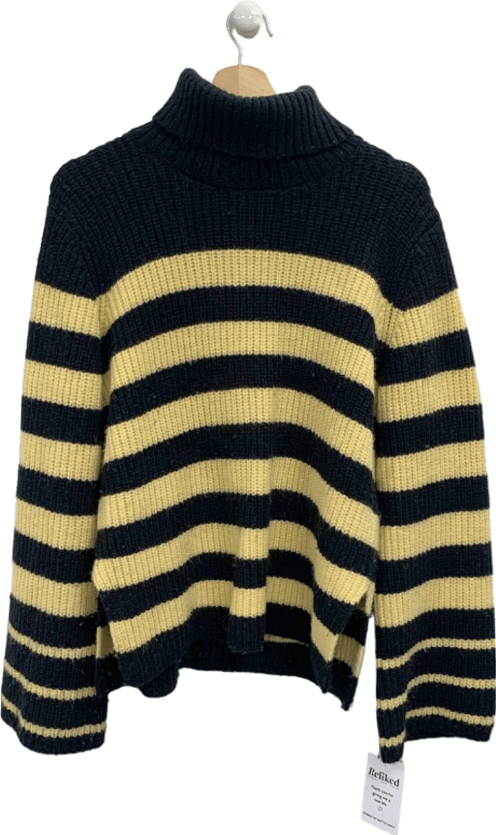 Baum und Pferdgarten Black/Cream Striped Turtleneck Alpaca Blend Sweater UK S - Reliked