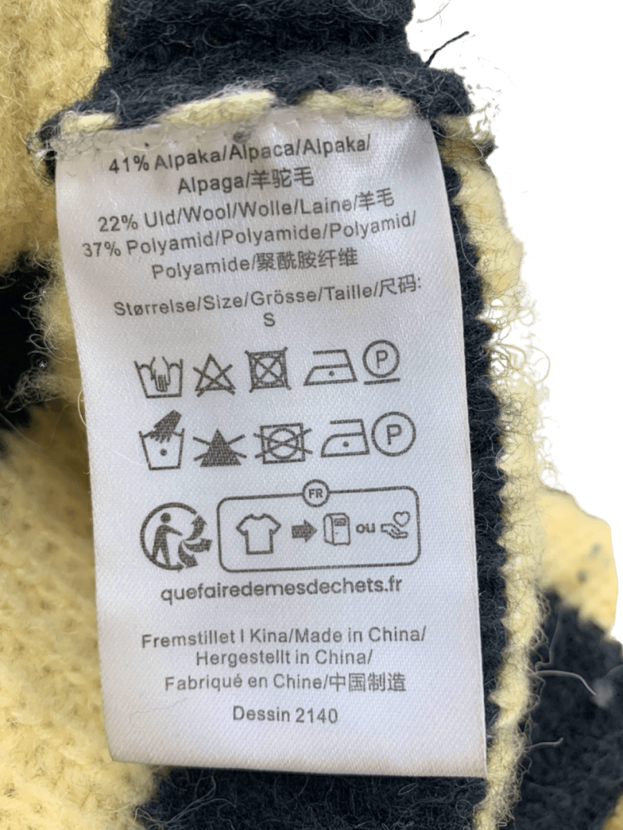 Baum und Pferdgarten Black/Cream Striped Turtleneck Alpaca Blend Sweater UK S - Reliked