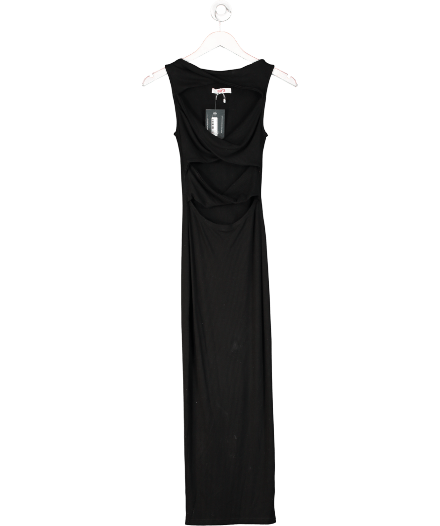 Bayse Black Cut - out Front Midi Dress UK S - Reliked