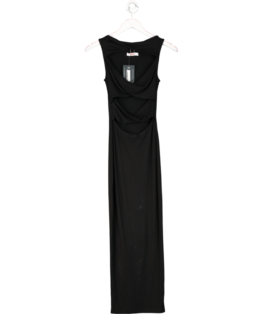 Bayse Black Cut - out Front Midi Dress UK S - Reliked