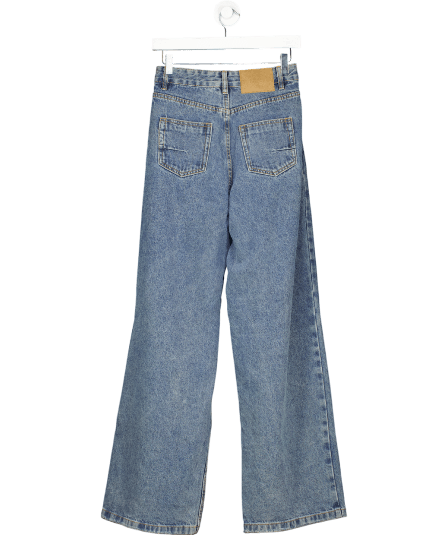 Bayse Blue Wide Leg Pleated Jeans UK 6 - Reliked