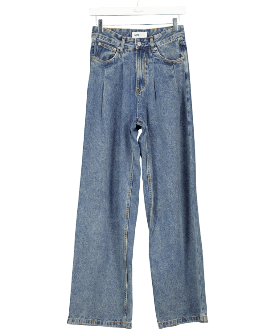 Bayse Blue Wide Leg Pleated Jeans UK 6 - Reliked