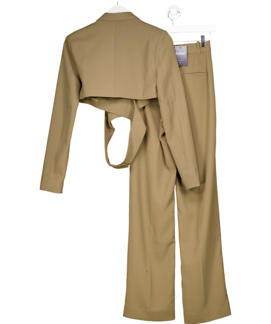 BAYSE Green 2 - piece Arizona Trousers And Cropped Wrap Detail Blazer Set UK XS - Reliked