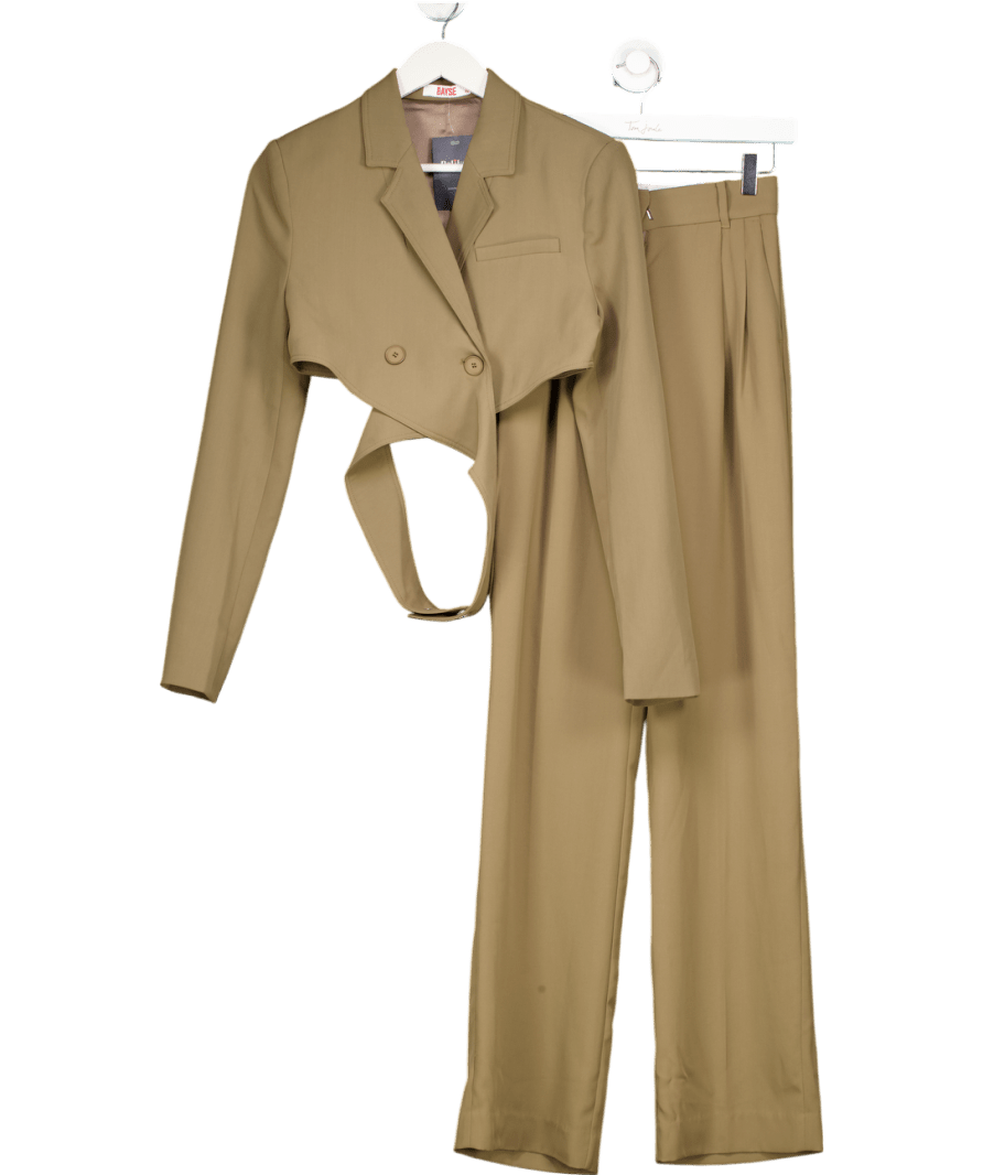 BAYSE Green 2 - piece Arizona Trousers And Cropped Wrap Detail Blazer Set UK XS - Reliked