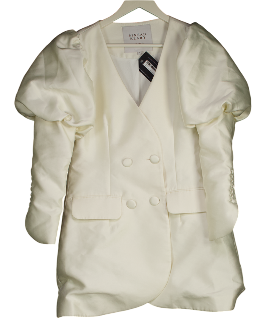 Sinead Keary Cream "the Aurora" - Long Puff Sleeve Dress UK 10