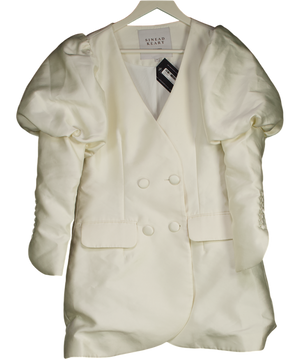 Sinead Keary Cream "the Aurora" - Long Puff Sleeve Dress UK 10