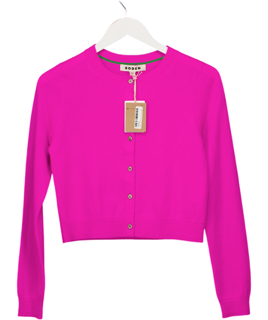 Boden Pink Eva Cashmere Cropped Cardigan UK XS