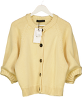 ZARA Butter Yellow Cardigan With Puff Sleeves UK L