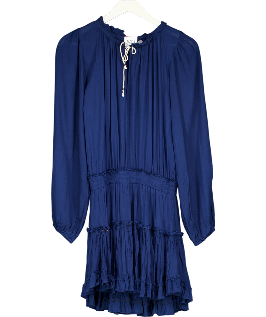 MISA Los Angeles Blue Long Sleeve Tiered Mini Dress UK XS  Reliked