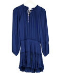 MISA Los Angeles Blue Long Sleeve Tiered Mini Dress UK XS