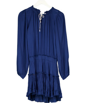 MISA Los Angeles Blue Long Sleeve Tiered Mini Dress UK XS