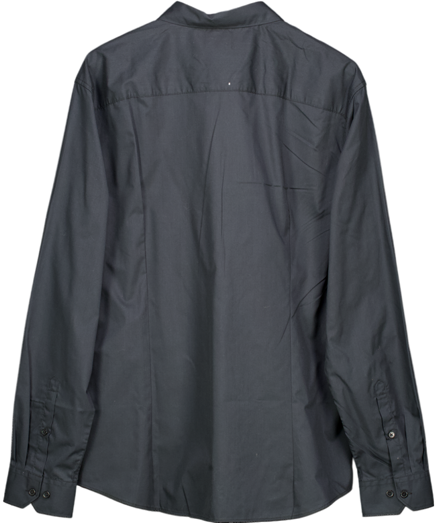 H&M Black Easy Iron Long Sleeve Shirt UK XL