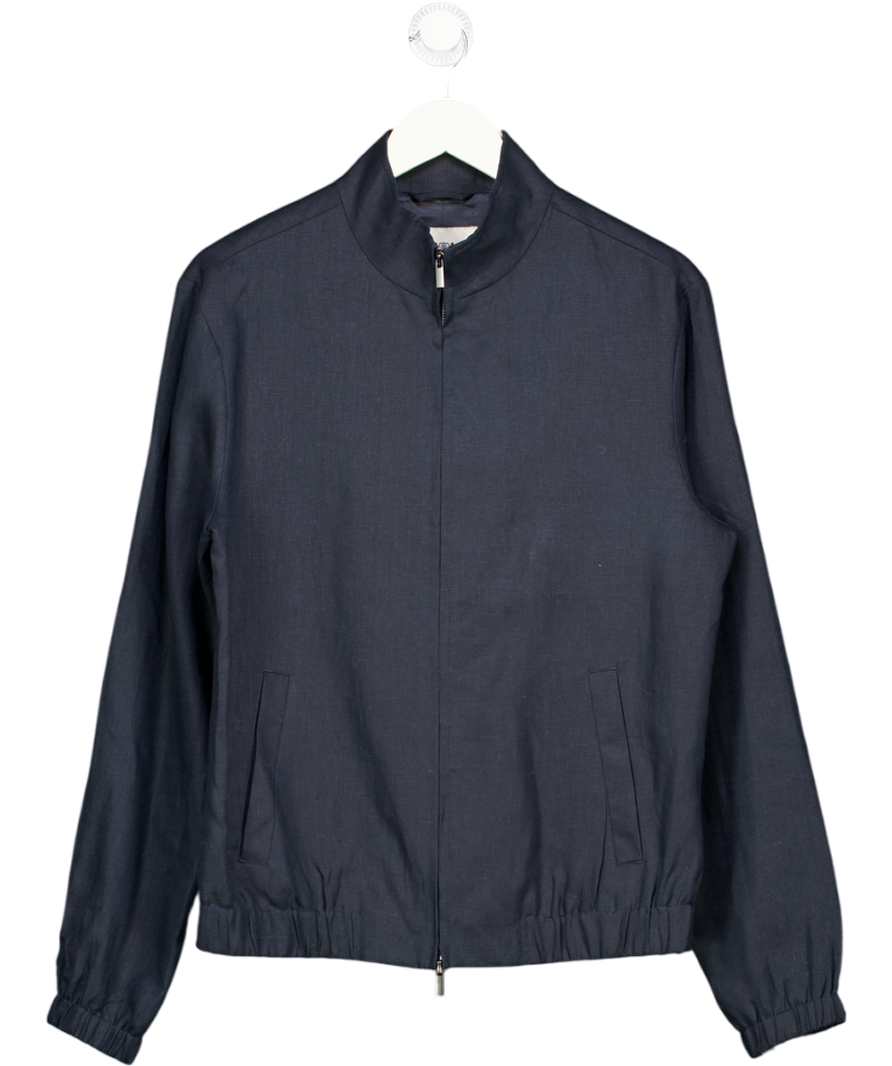 Hawes & Curtis Blue Linen Bomber Jacket UK 36" CHEST