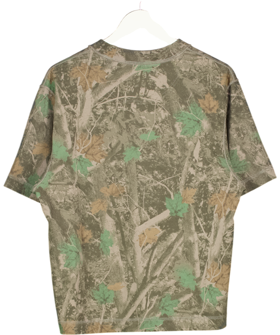 Abercrombie & Fitch Green Premium Heavyweight Cropped Camo Tee UK S