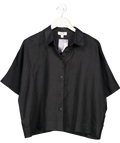 cos Black Short Sleeve Boxy-fit Linen Shirt UK 12