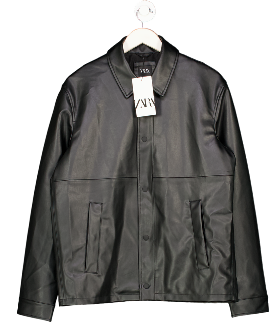 ZARA Black Faux Leather Jacket UK L