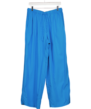 TOPSHOP Blue Linen Rich Drawstring Wide Leg Trouser UK M