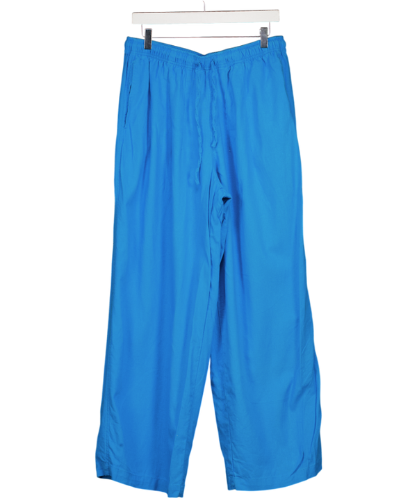 TOPSHOP Blue Linen Rich Drawstring Wide Leg Trouser UK M