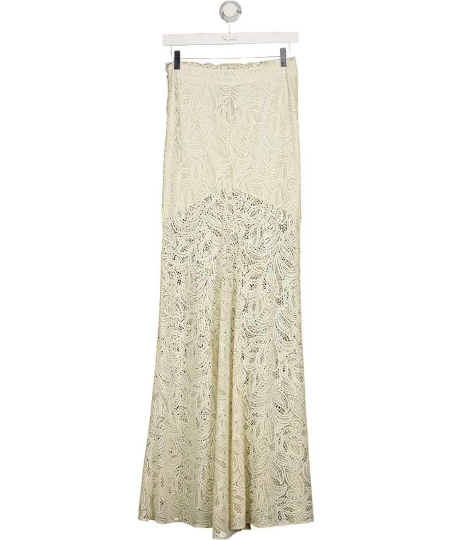 ALEXANDRA MIRO Cream Juniper Semi-sheer Lace Maxi Skirt UK S