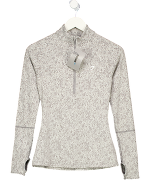 GYMSHARK Grey Fleur Texture 1/2 Zip Pullover UK XS