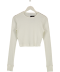 WARDROBE NYC Cream Cropped Long Sleeve Top UK S
