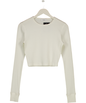 WARDROBE NYC Cream Cropped Long Sleeve Top UK S