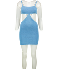 Babyboo Blue Crochet Cut Out Mini Dress UK S