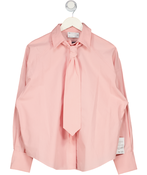 ASOS Design Oversized Shirt With Tie In Pink UK 8